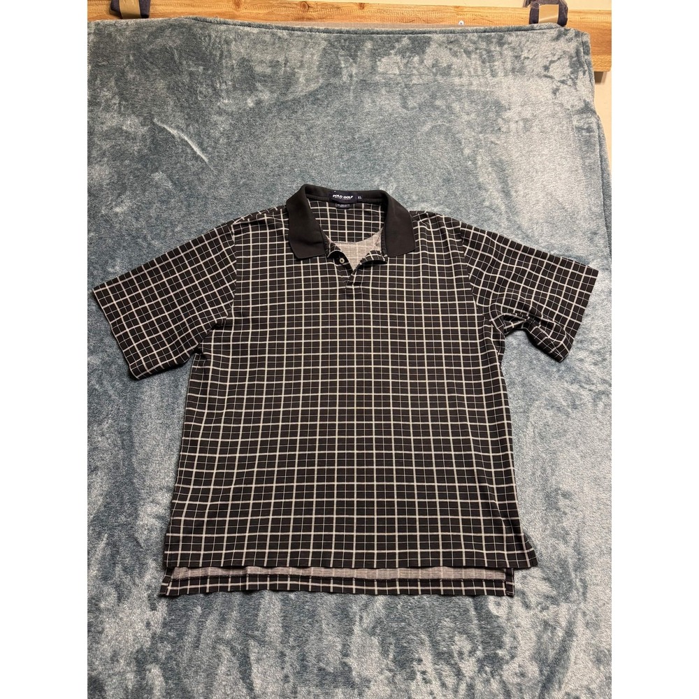 Polo Golf Ralph Lauren XL Men's Black White Windowpane Pima Cotton Polo Shirt